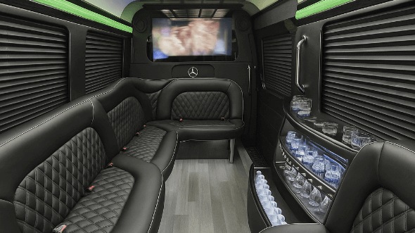 Interior of Derry Party Bus Company's 14 Passenger Sprinter Limousine in Derry