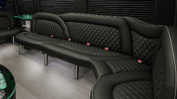Interior of Rochester Party Bus Company's 18 Passenger Party Bus in Rochester