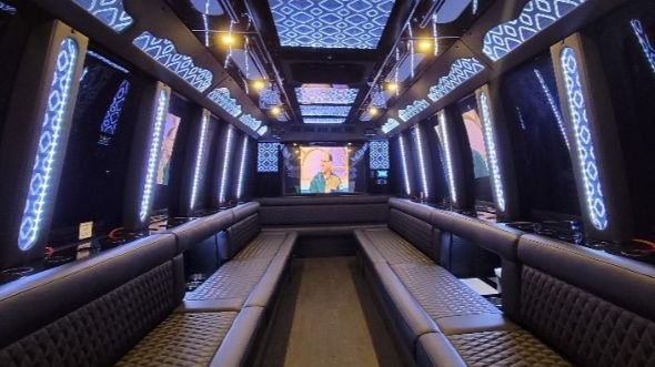 Interior of Rochester Party Bus Company's 20 Passenger Party Bus in Rochester