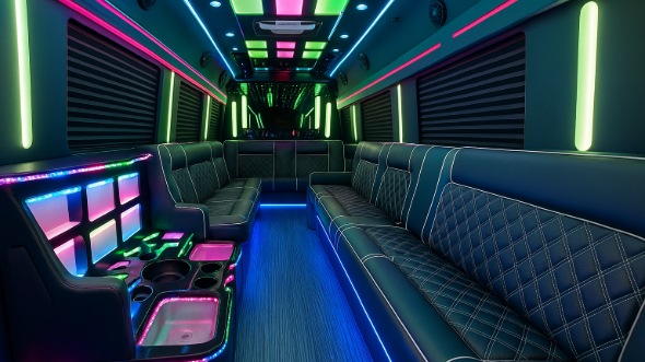 Interior of Salem Party Bus Company's 20 Passenger Party Bus in Salem