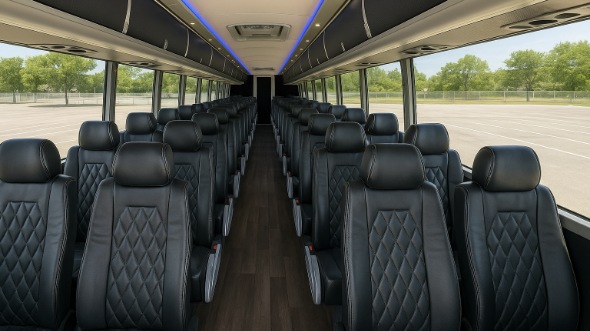 Interior of New Hampshire Party Bus Company's 40 Passenger Charter Bus in New Hampshire