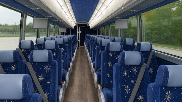 Interior of New Hampshire Party Bus Company's 44 Passenger Charter Bus in New Hampshire