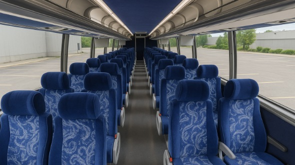 Interior of New Hampshire Party Bus Company's 46 Passenger Charter Bus in New Hampshire
