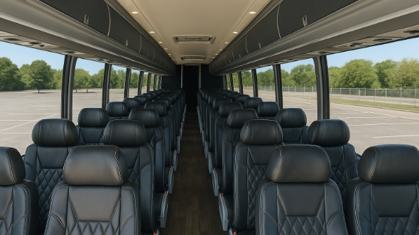 Interior of New Hampshire Party Bus Company's 47 Passenger Charter Bus in New Hampshire