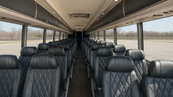 Interior of New Hampshire Party Bus Company's 48 Passenger Charter Bus in New Hampshire