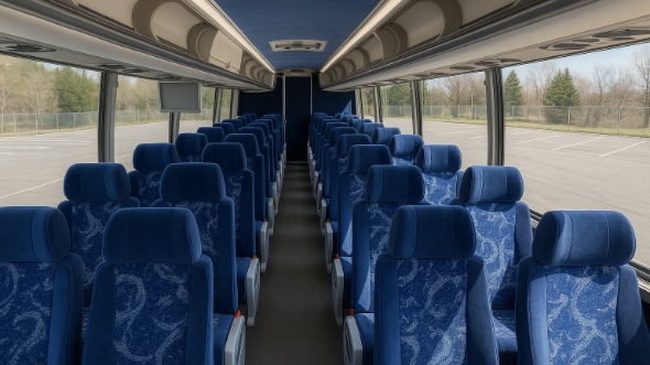 Interior of New Hampshire Party Bus Company's 51 Passenger Charter Bus in New Hampshire