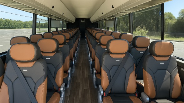 Interior of New Hampshire Party Bus Company's 55 Passenger Charter Bus in New Hampshire
