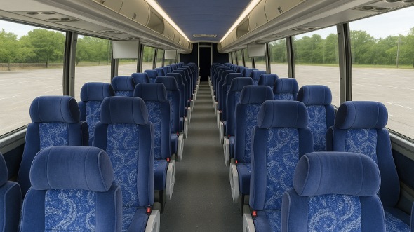 Interior of New Hampshire Party Bus Company's 56 Passenger Charter Bus in New Hampshire