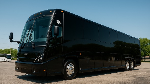 Exterior of New Hampshire Party Bus Company's 56 Passenger Charter Bus in New Hampshire